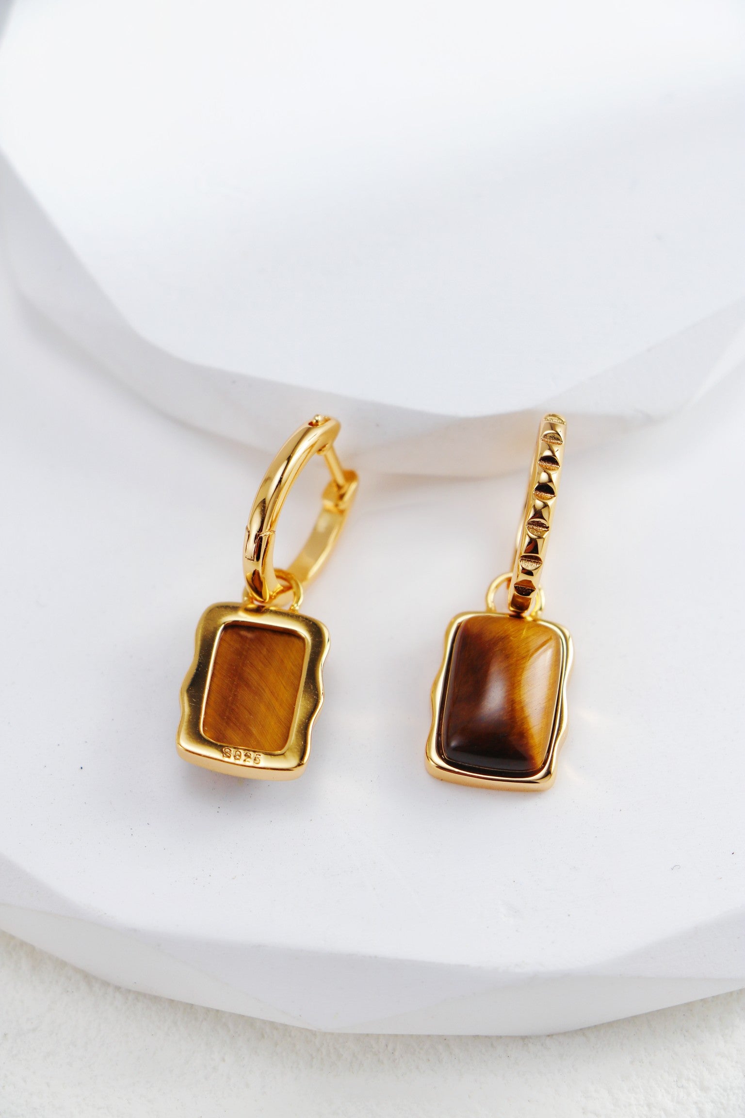 S925 Silver Vintage Gold Tiger’s Eye Earrings & Necklace