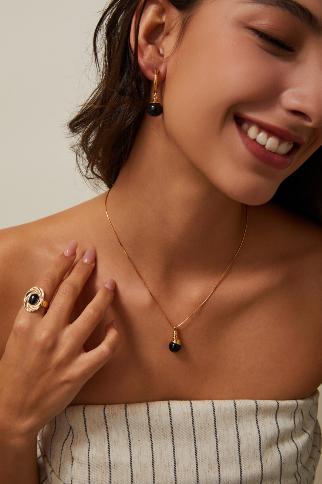 Silver Black Onyx Earrings and Necklace Set | Cool Elegance & Versatility
