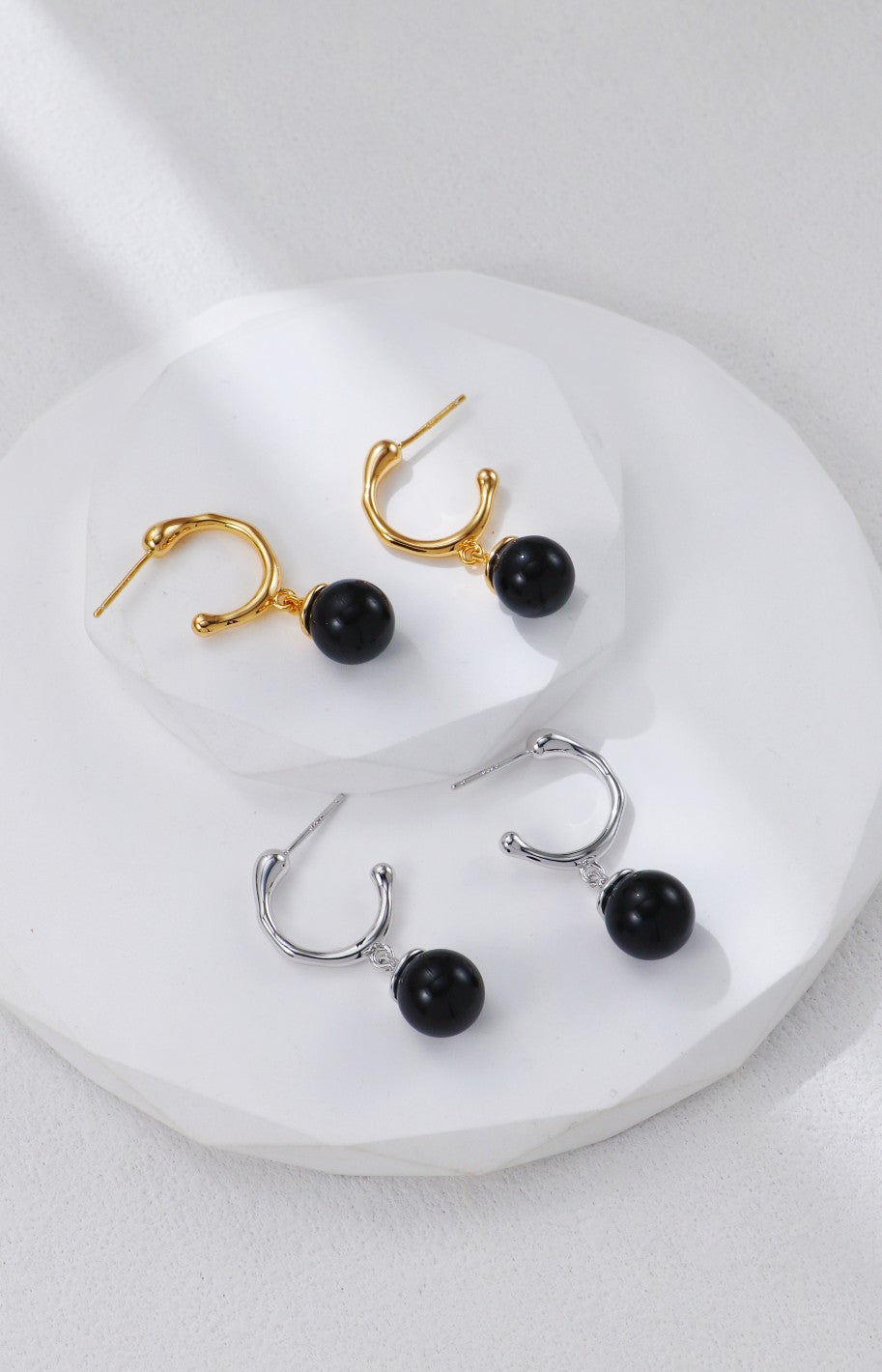 Silver Black Onyx Earrings and Necklace Set | Cool Elegance & Versatility