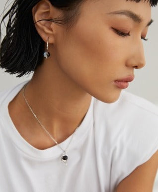 Sterling Silver Agate & Opal Earrings and Necklace Set