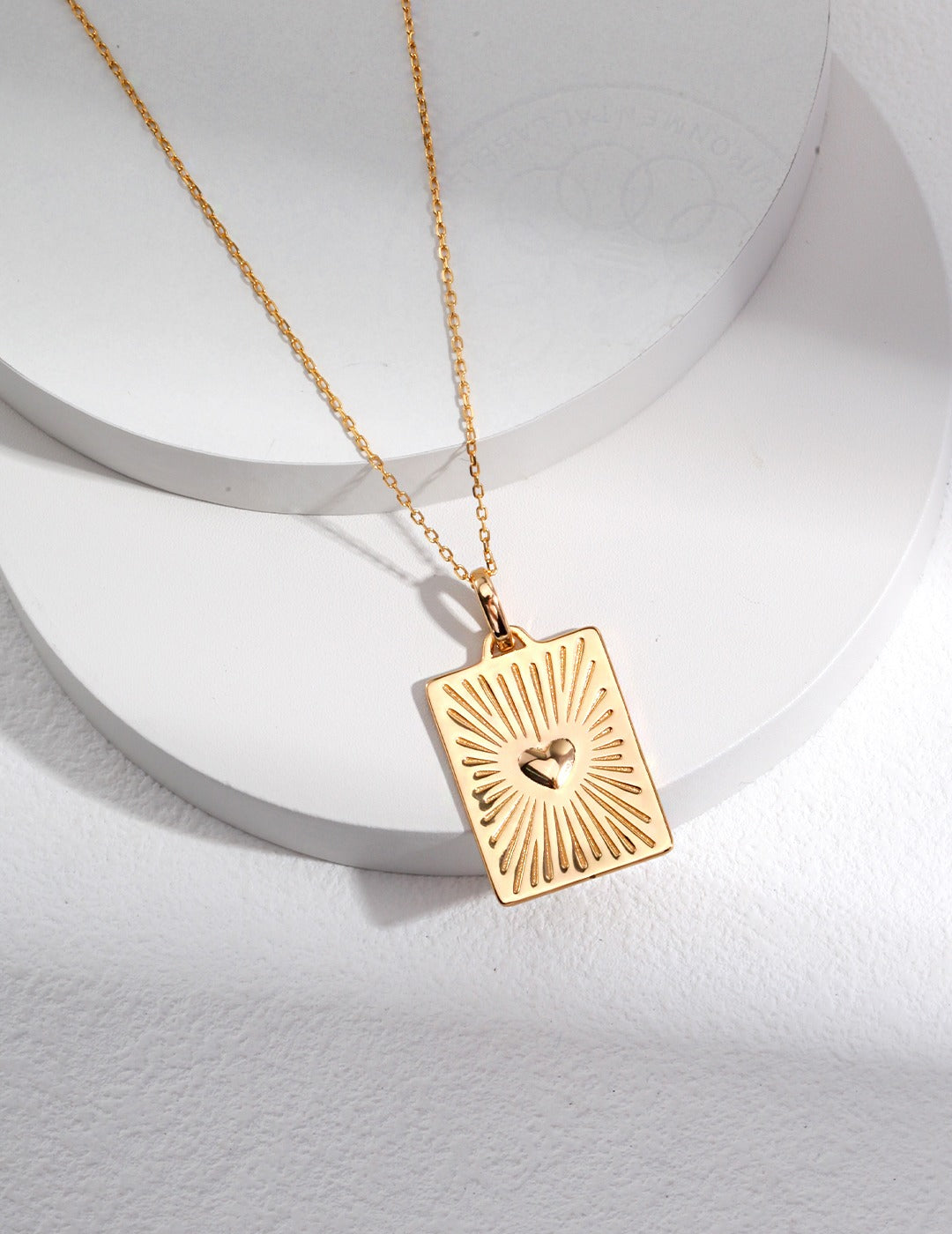 Sterling Silver Heart Square Pendant Necklace