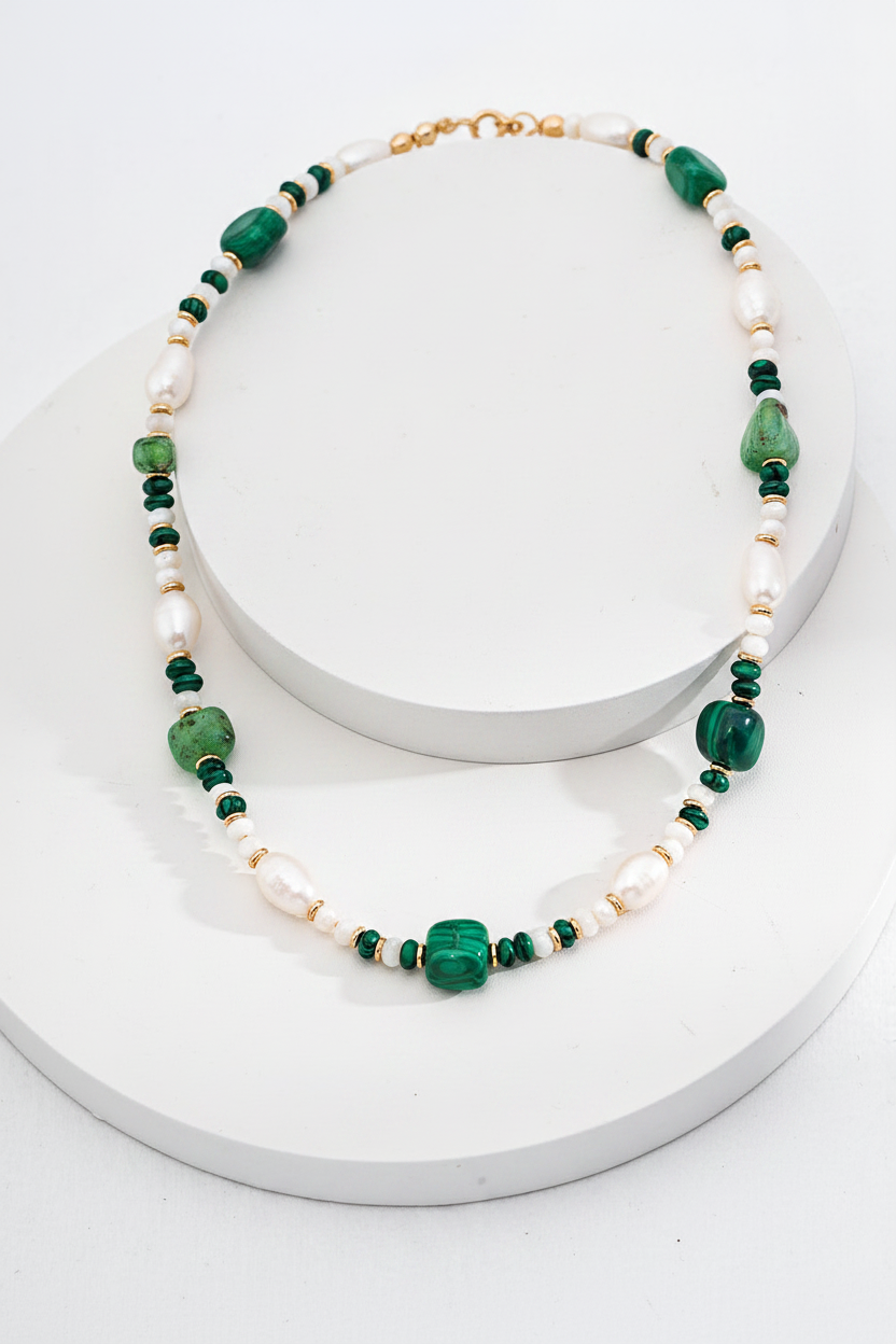 Sterling Silver Pearl & Agate Bracelet and Necklace Set