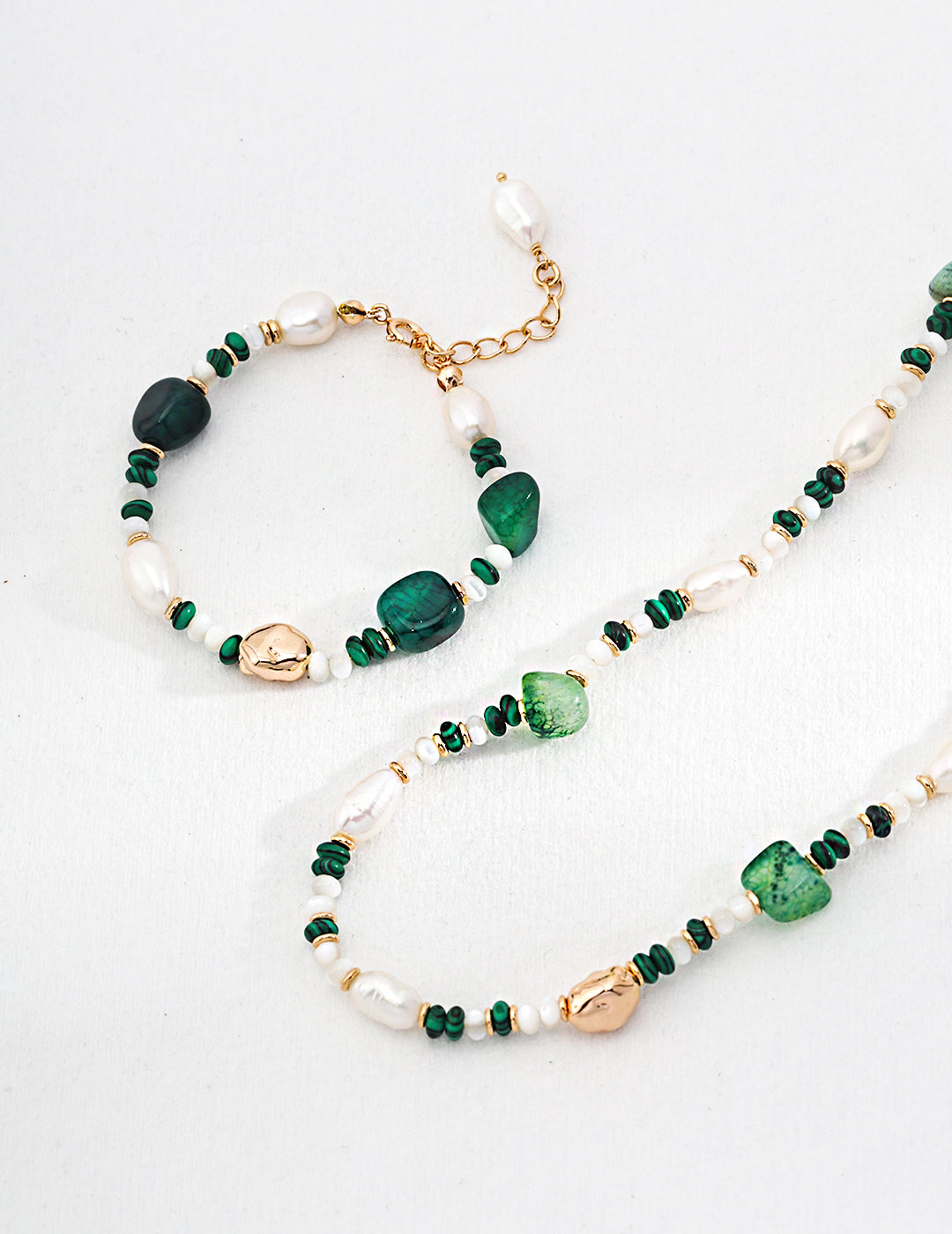 Sterling Silver Pearl & Agate Bracelet and Necklace Set