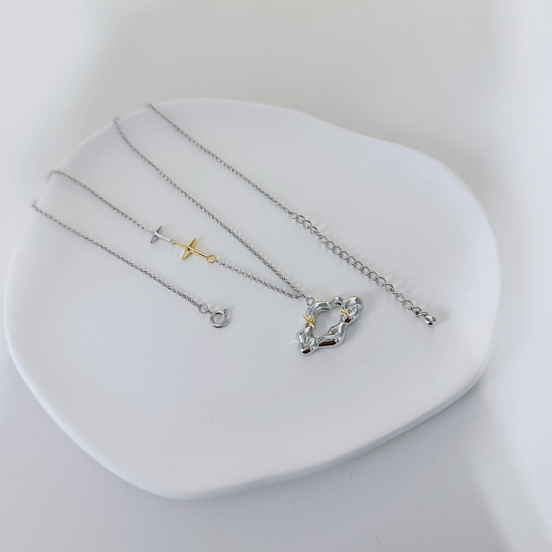 Sterling Silver White Gold Shooting Star Sweet Necklace