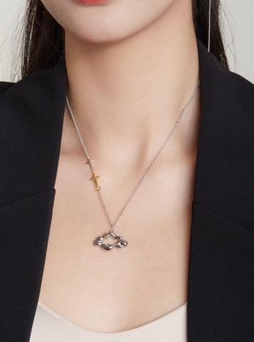 Sterling Silver White Gold Shooting Star Sweet Necklace