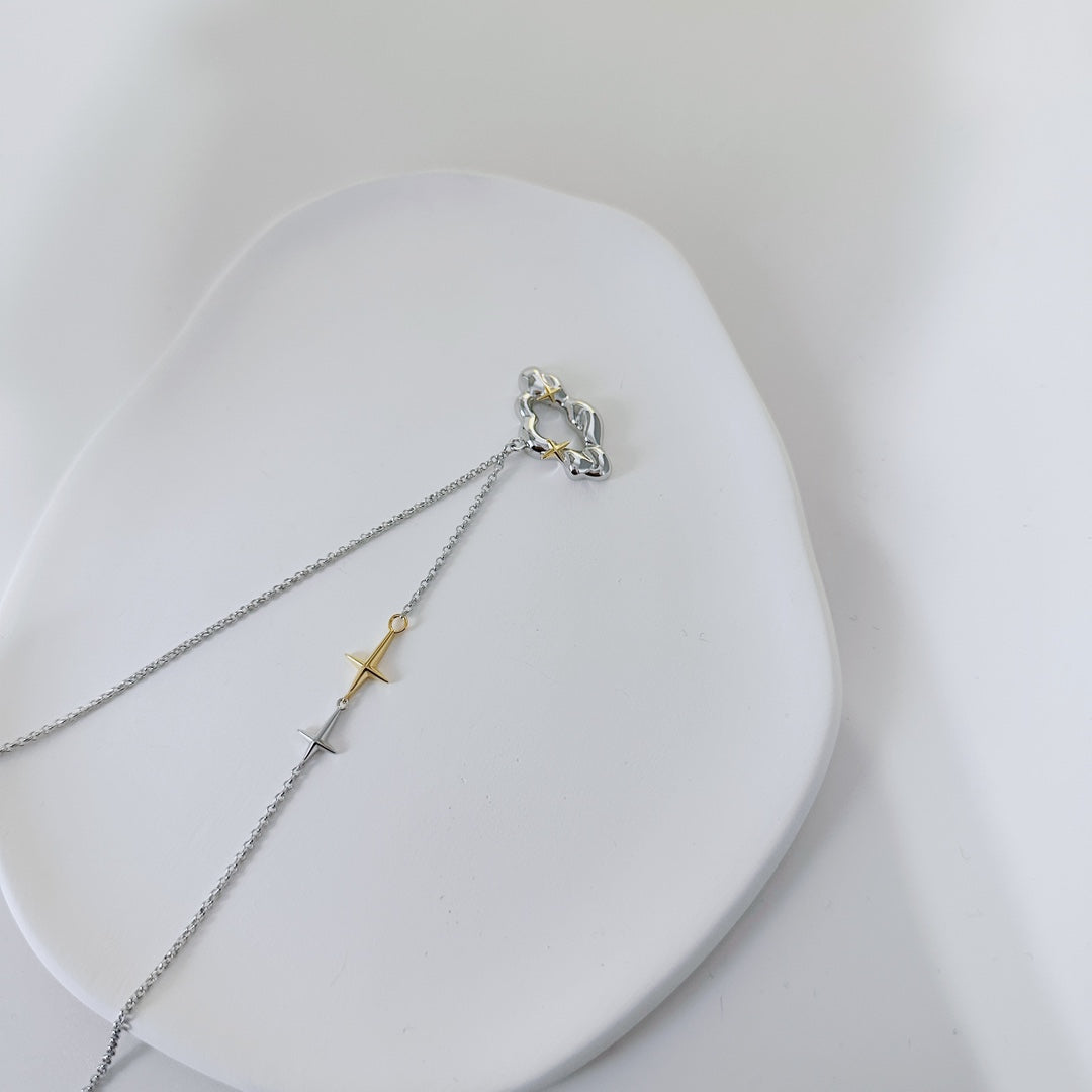 Sterling Silver White Gold Shooting Star Sweet Necklace