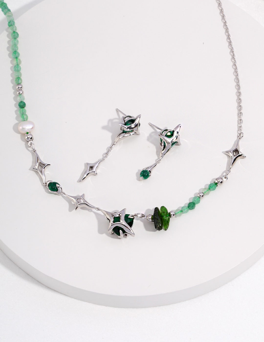 The Avant-Garde Star Collection | Abstract 3D Asymmetrical Silver & Gemstone Jewelry Set