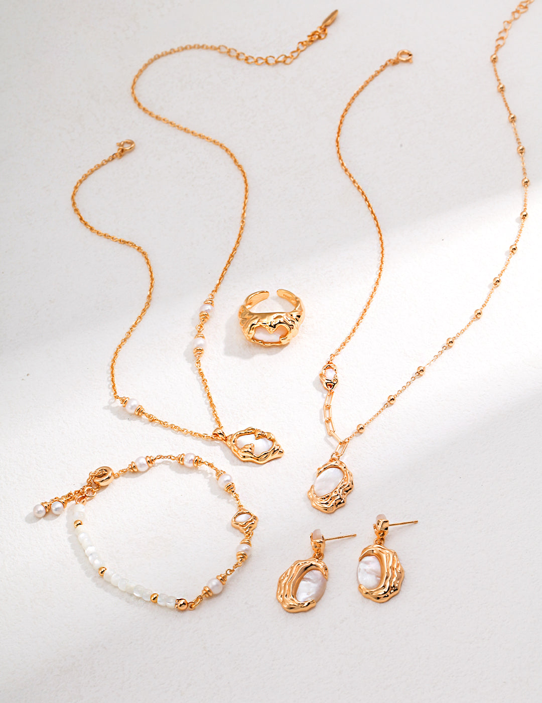 The Molten Heirloom Collection | Textured Sterling Silver & Mother of Pearl Set