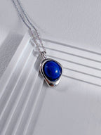 S925 Silver (Platinum/Rose Gold Plated)Lapis Lazuli Necklace