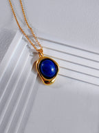 S925 Silver (Platinum/Rose Gold Plated)Lapis Lazuli Necklace