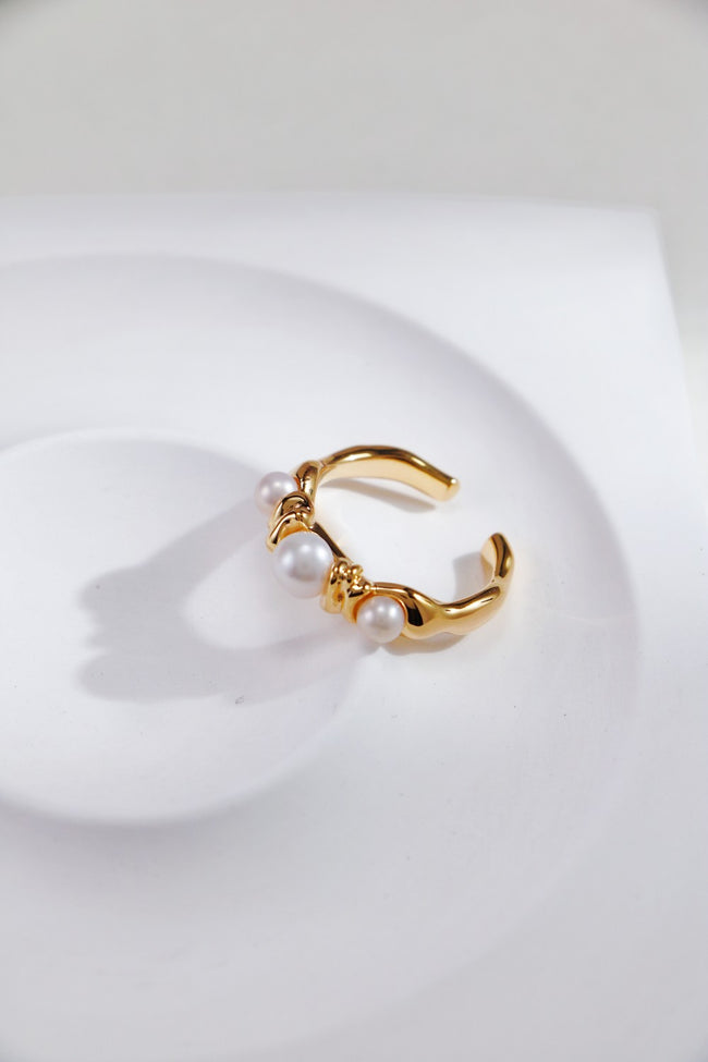 S925 Silver Molten Gold Pearl Collection|Ring,Necklace,Bracelet,Earrings Hover Image