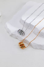 S925 Silver Three-Ring Green Zircon Necklace