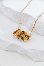 S925 Silver Three-Ring Green Zircon Necklace