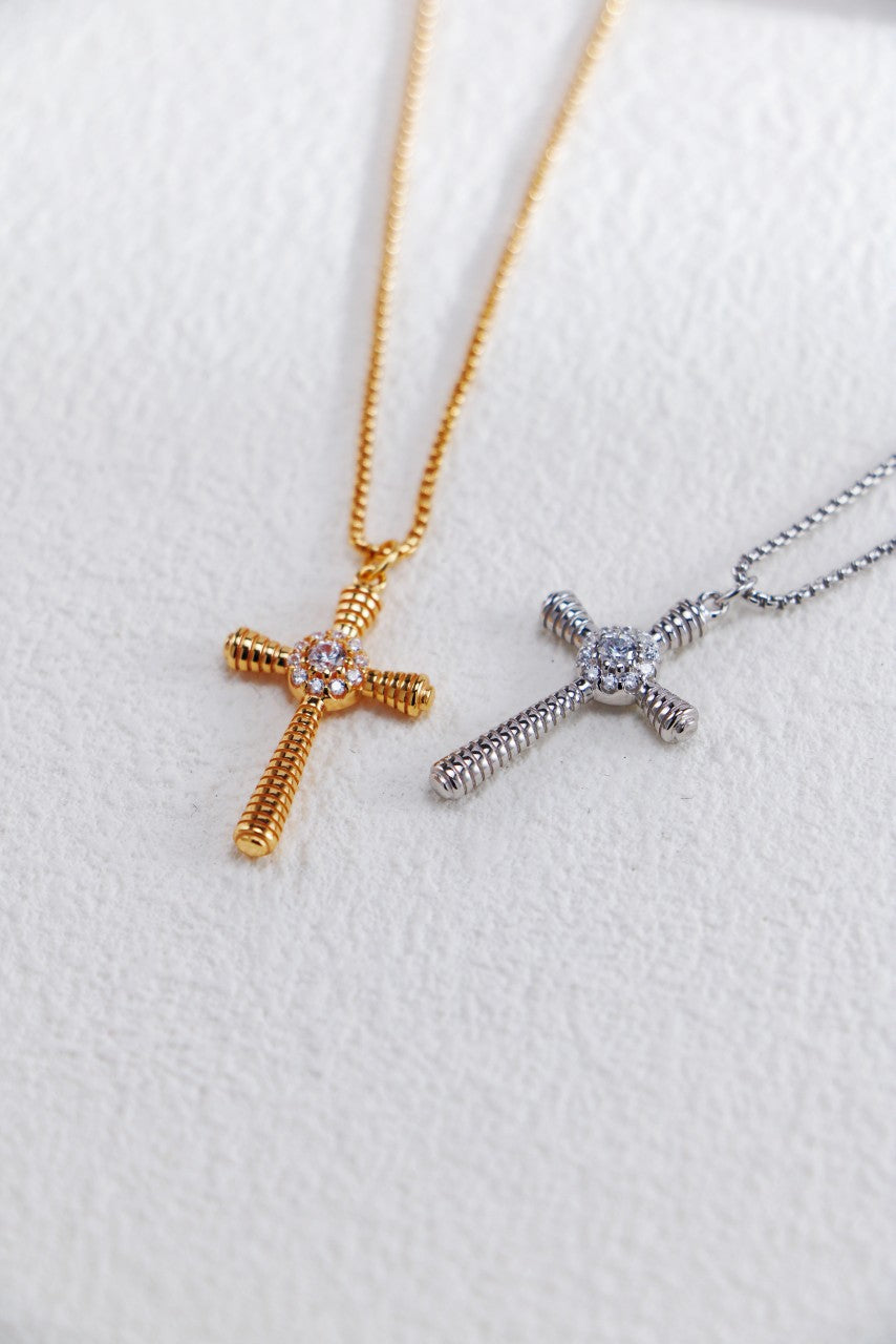 S925 Silver Fashion Cross Zircon Necklace