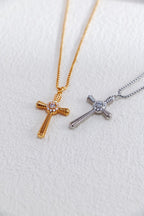 S925 Silver Fashion Cross Zircon Necklace