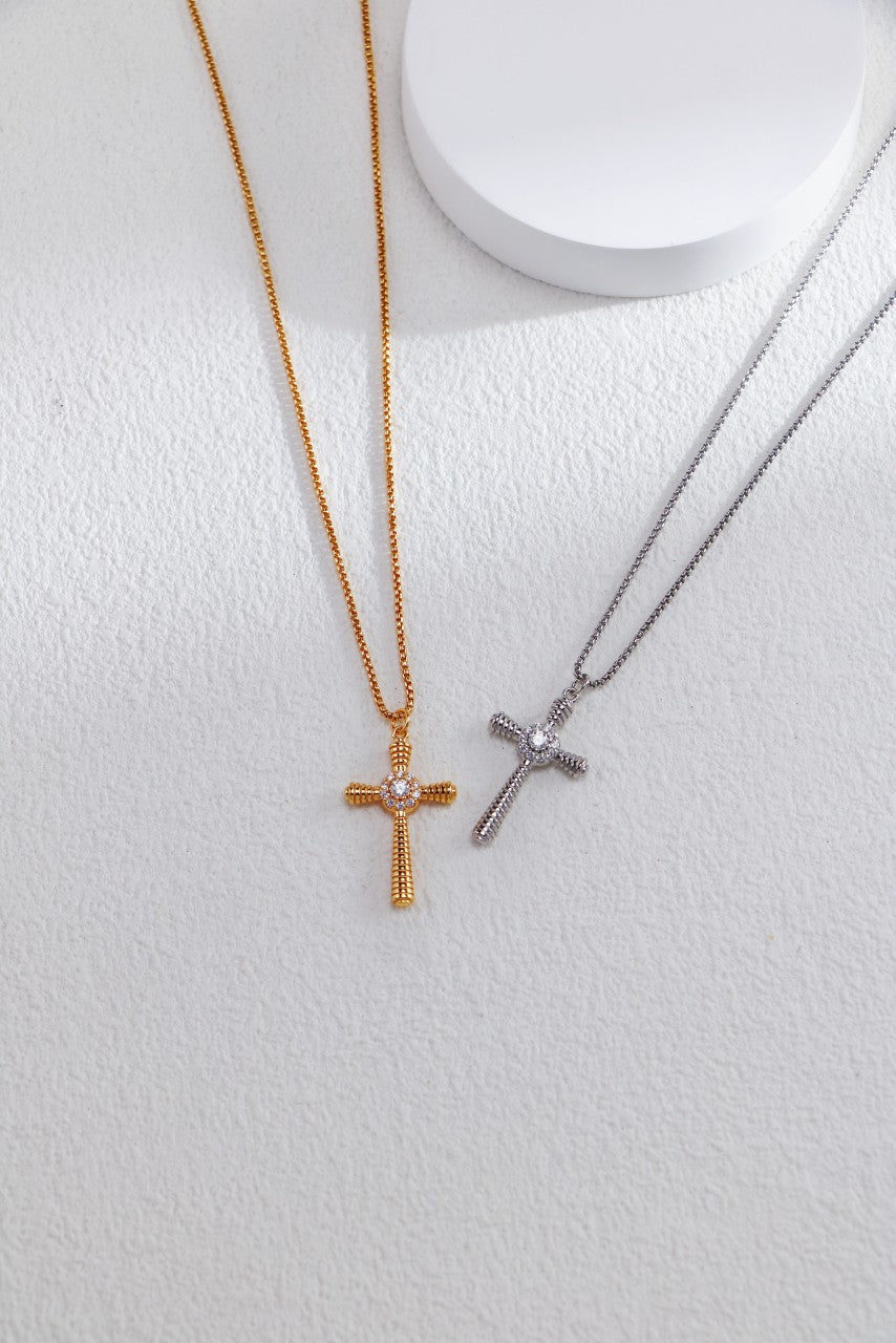 S925 Silver Fashion Cross Zircon Necklace