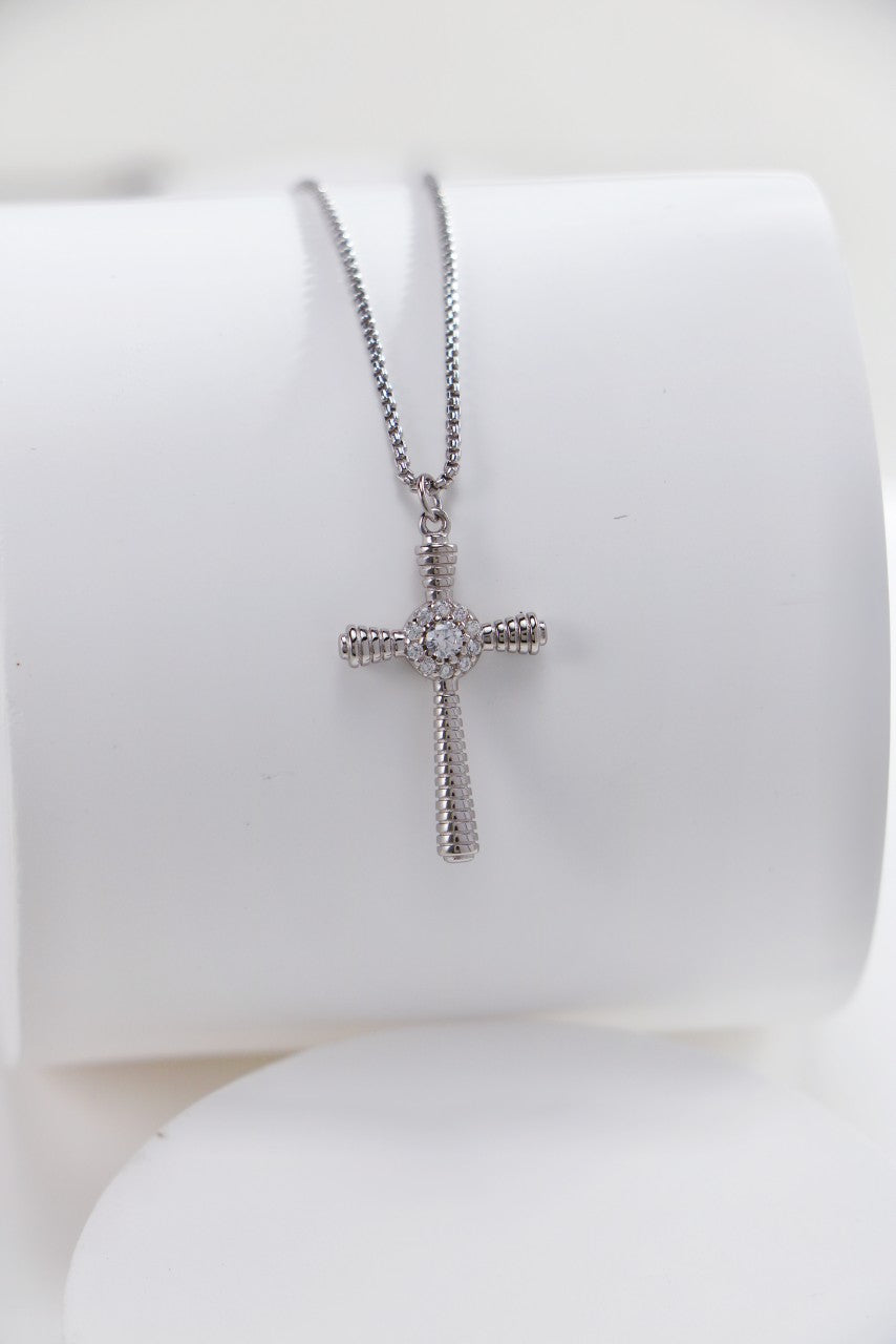 S925 Silver Fashion Cross Zircon Necklace