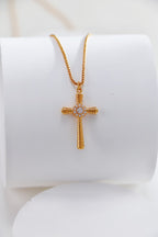 S925 Silver Fashion Cross Zircon Necklace