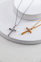 S925 Silver Fashion Cross Zircon Necklace