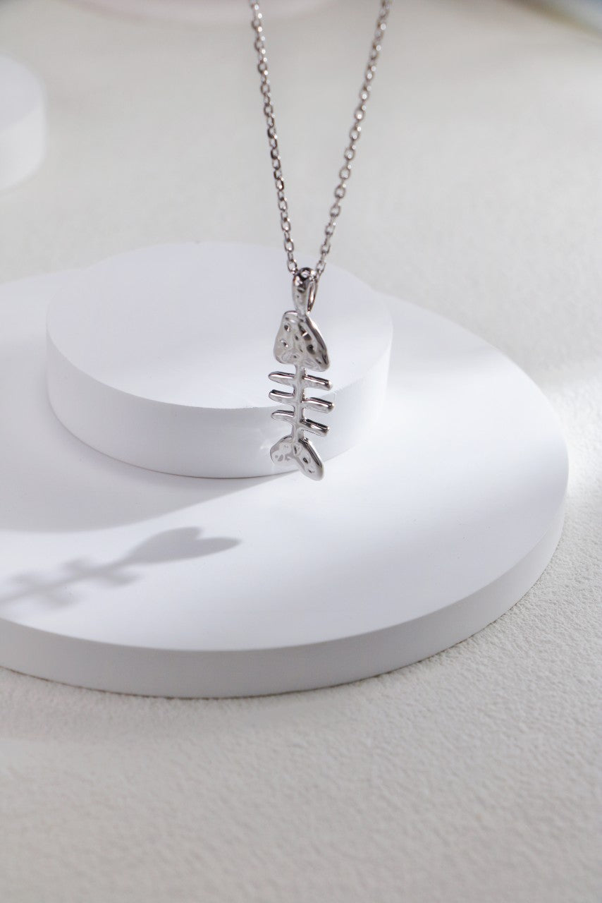 S925 Silver Personalized Fishbone Necklace