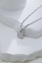S925 Silver Fashion Hammered Texture Zircon Necklace