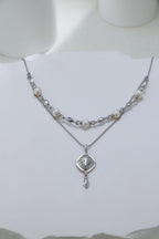 S925 Silver Palace-Style Pearl Double-Layer Necklace