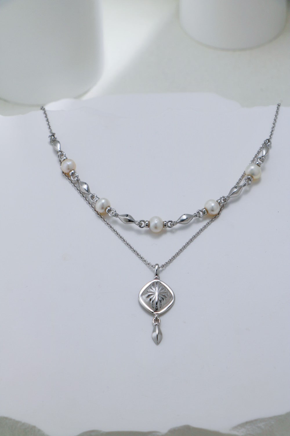 S925 Silver Palace-Style Pearl Double-Layer Necklace