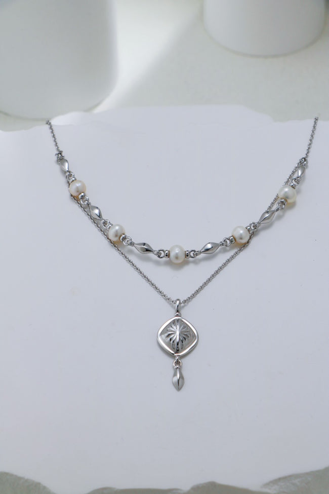 S925 Silver Palace-Style Pearl Double-Layer Necklace Hover Image
