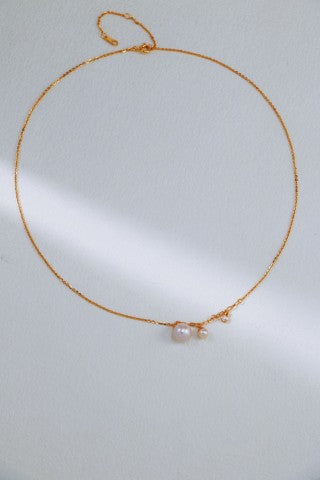 S925 Silver Vintage Gold Minimalist Natural Pearl Necklace