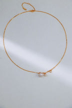 S925 Silver Vintage Gold Minimalist Natural Pearl Necklace