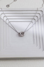S925 Silver Interlocking Double Ring Zircon Necklace