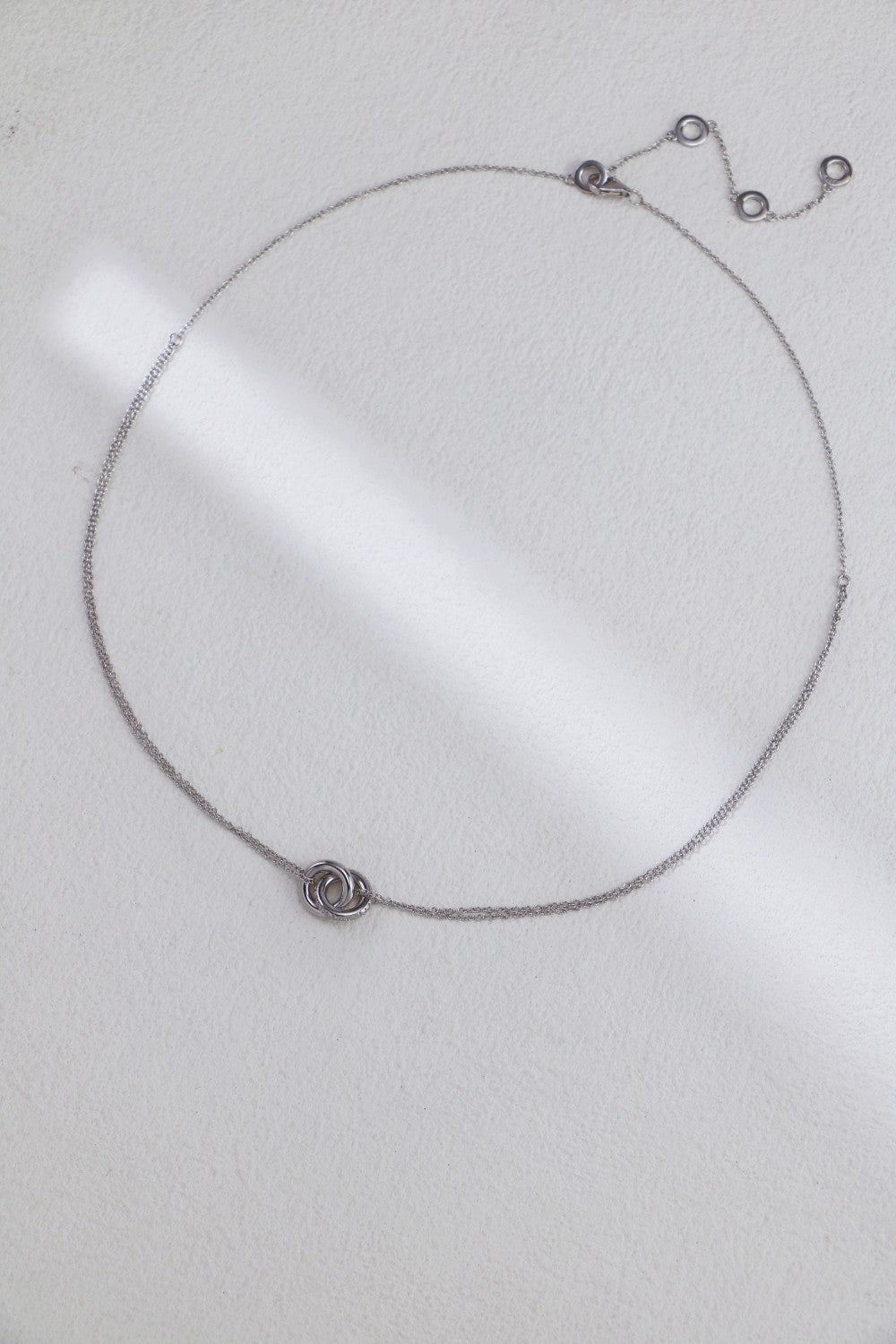 S925 Silver Interlocking Double Ring Zircon Necklace
