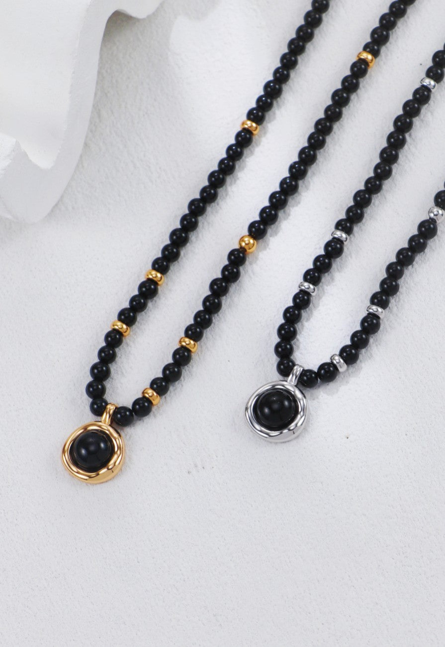 The Celestial Midnight Collection | S925 Sterling Silver & Black Agate Necklace