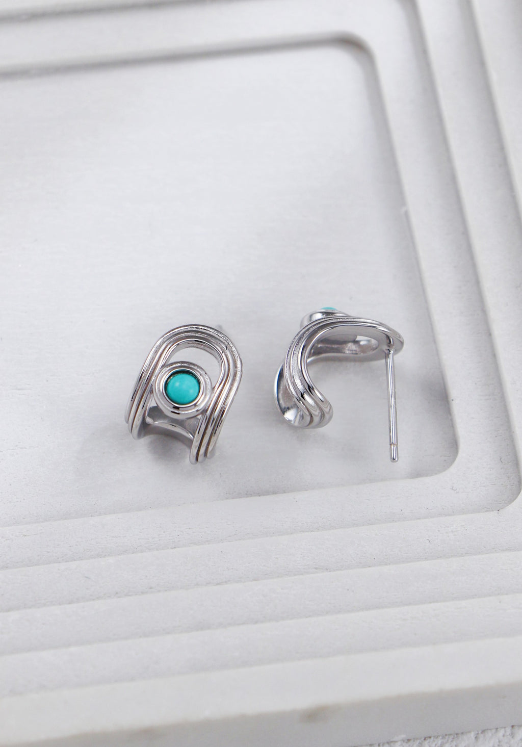 S925 Silver Turquoise Stud Earrings|Elegant Minimalist Charm