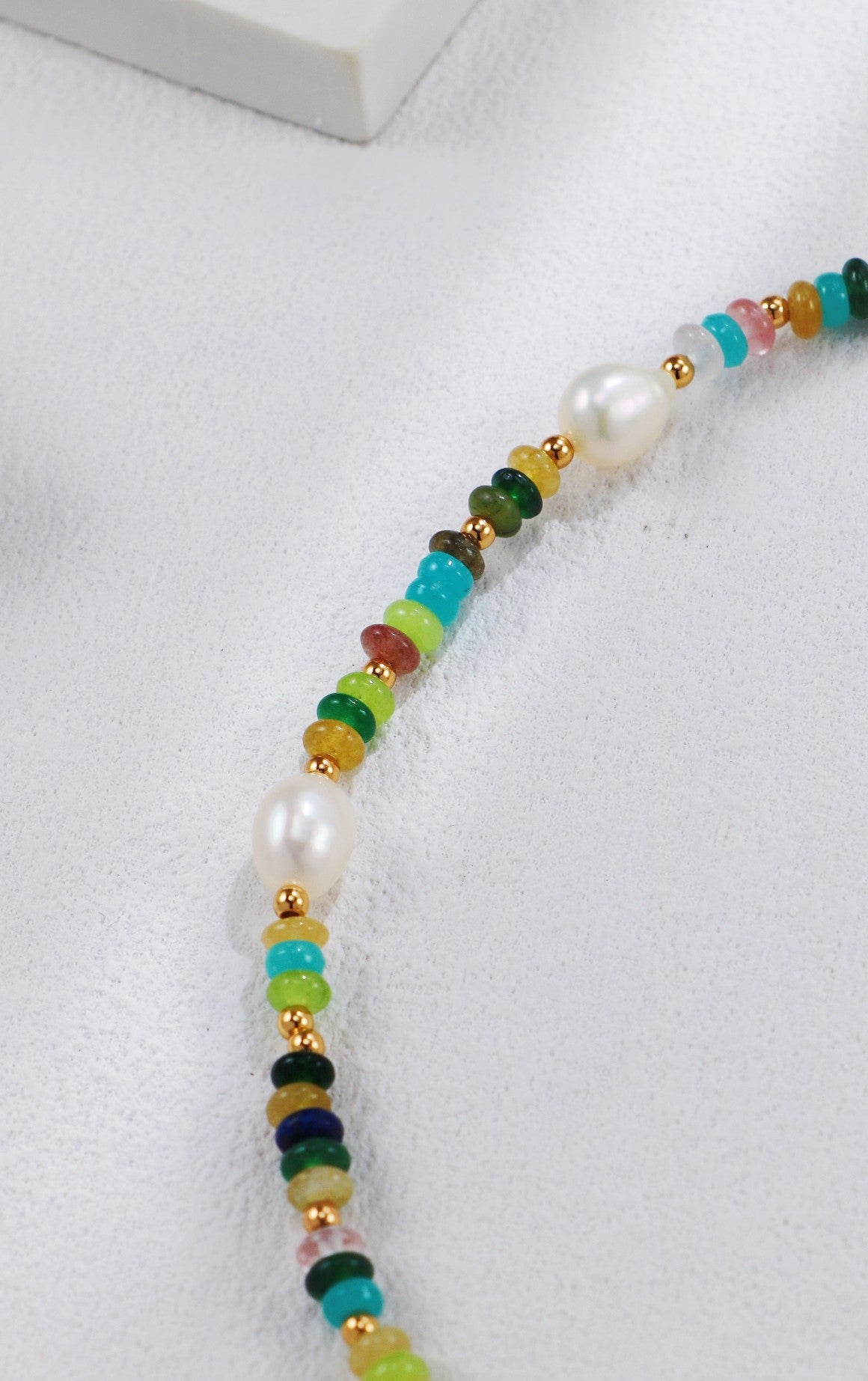 S925 Silver Vintage Gold Rainbow Pearl Necklace and Bracelet Set
