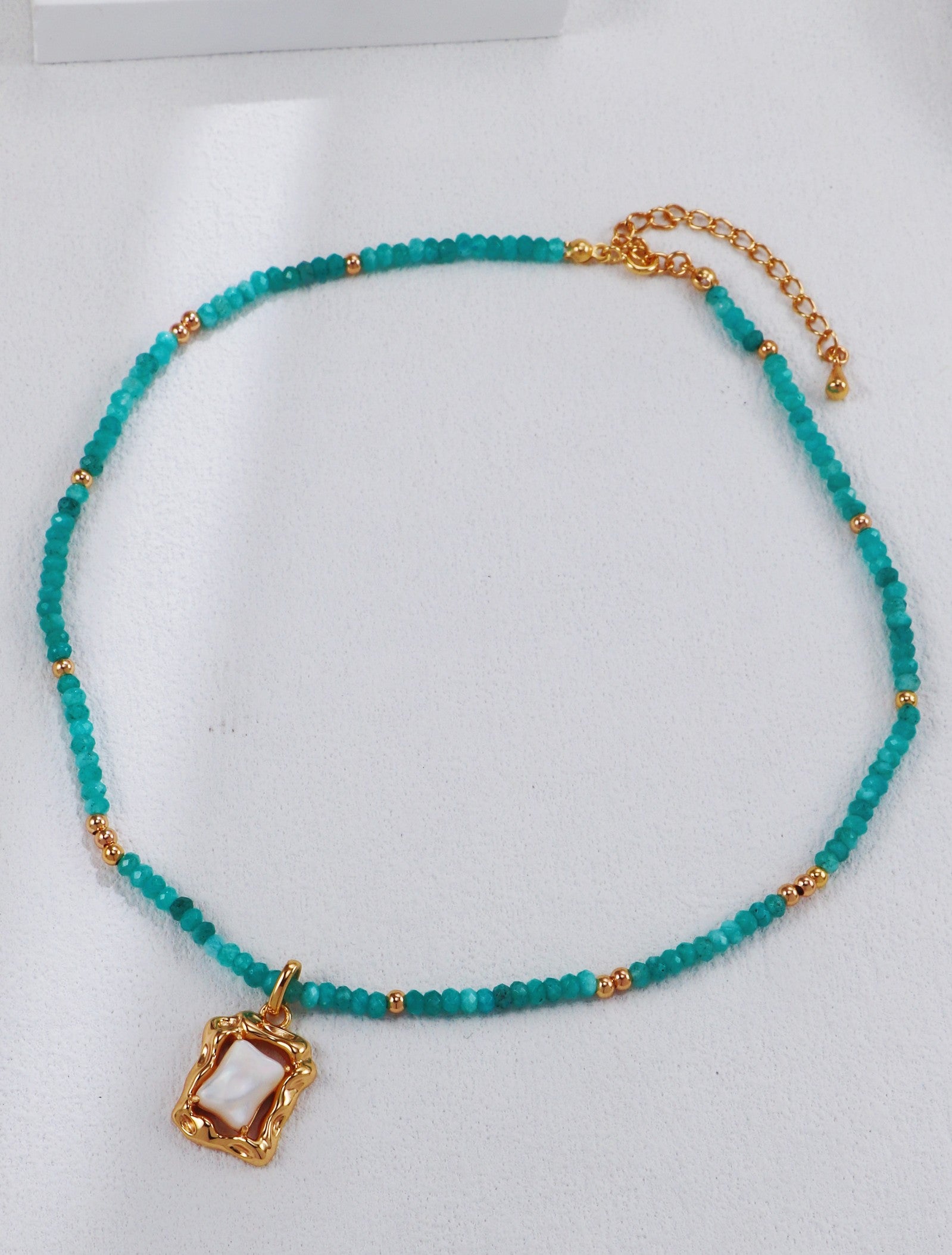 S925 Silver Amazonite Mother of Pearl Necklace
