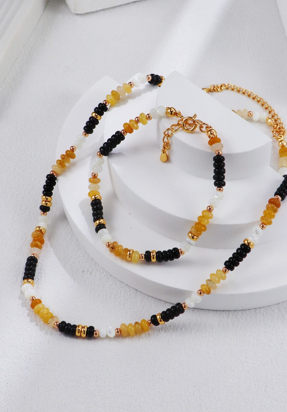 S925 Silver Colorful Stone Necklace & Bracelet Set