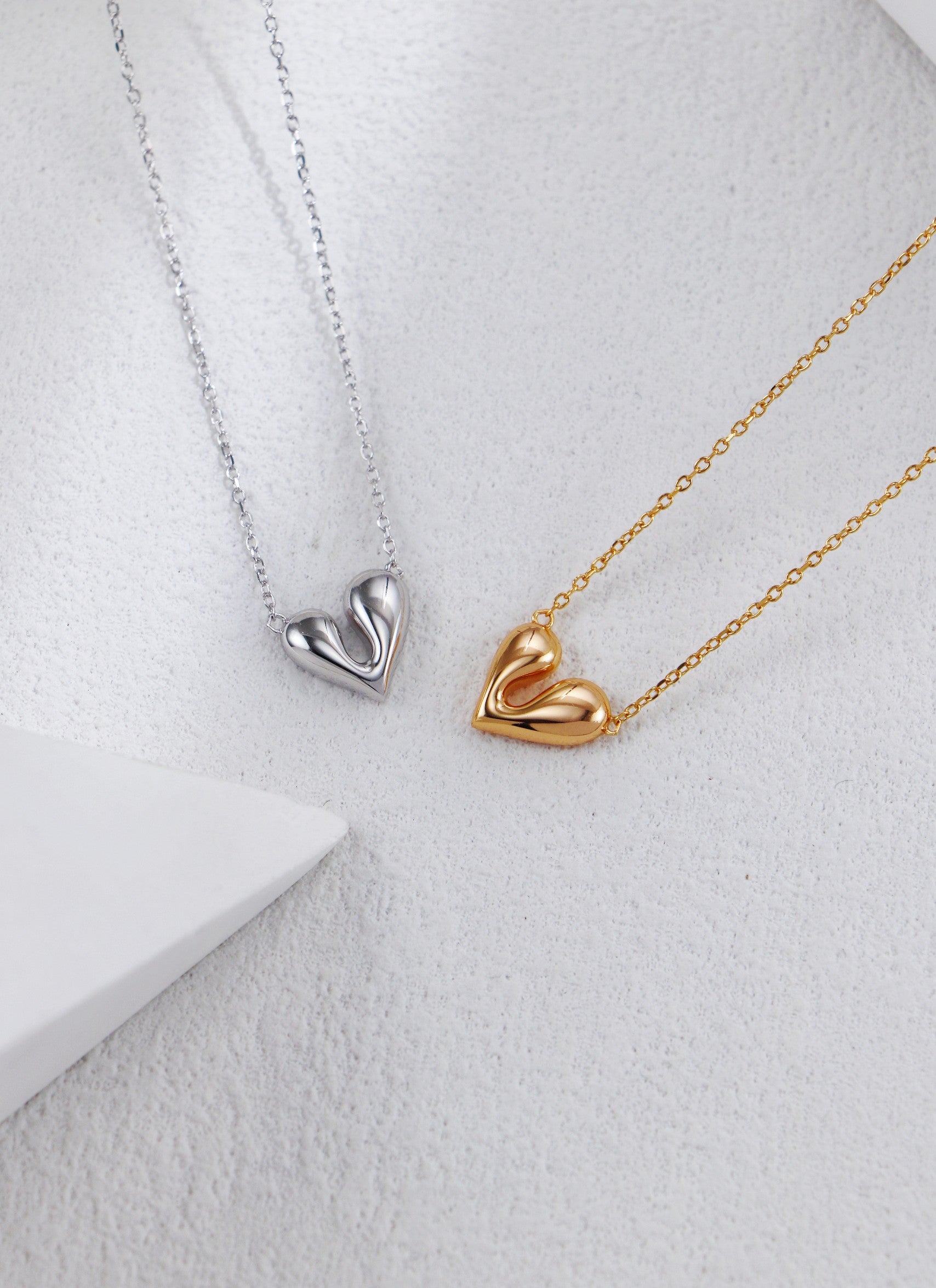 S925 Silver Tiny Heart Necklace and Earrings Set