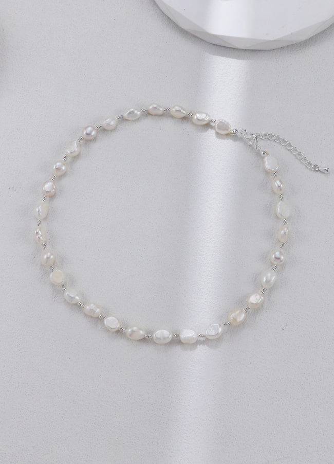 S925 Silver Natural Finish Pearl Necklace Hover Image