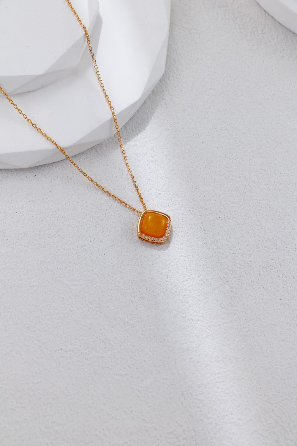 S925 Silver Vintage Gold Beeswax Zircon Necklace
