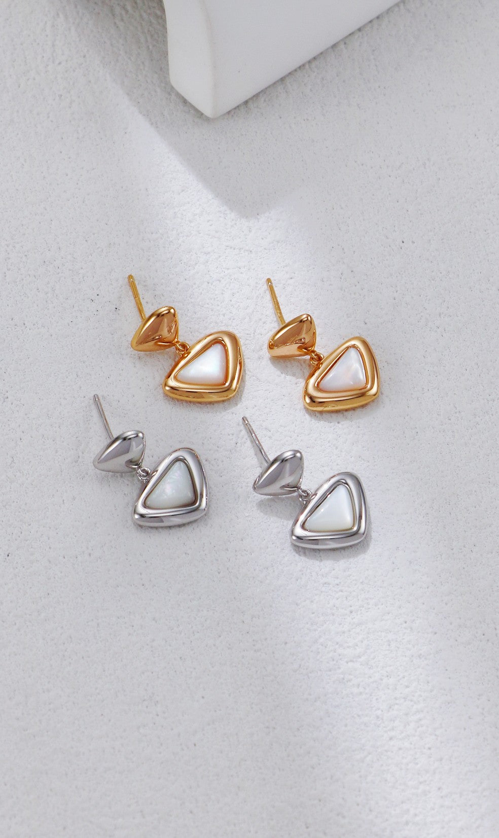 S925 Silver Triangle Mother of Pearl Earrings and Necklace Set