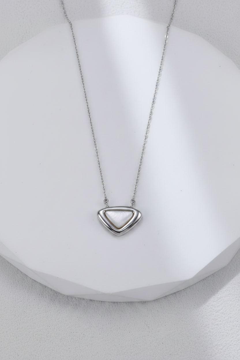 S925 Silver Triangle Mother of Pearl Earrings and Necklace Set