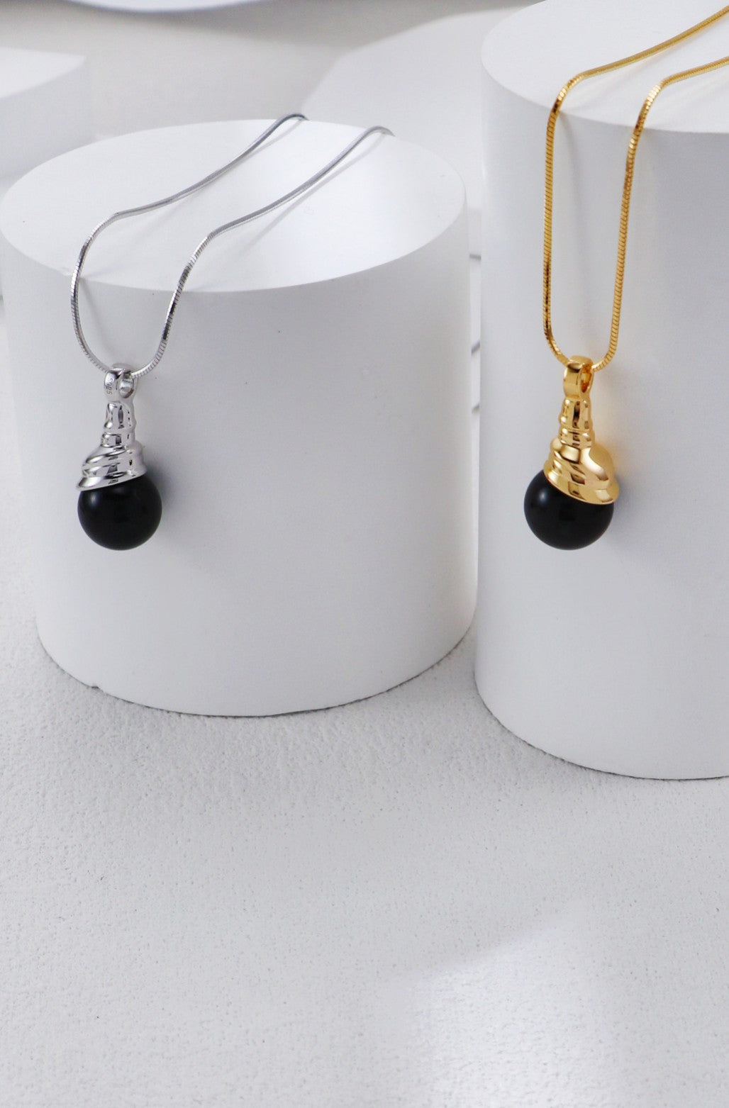 S925 Silver Black Onyx Necklace and Earrings Set