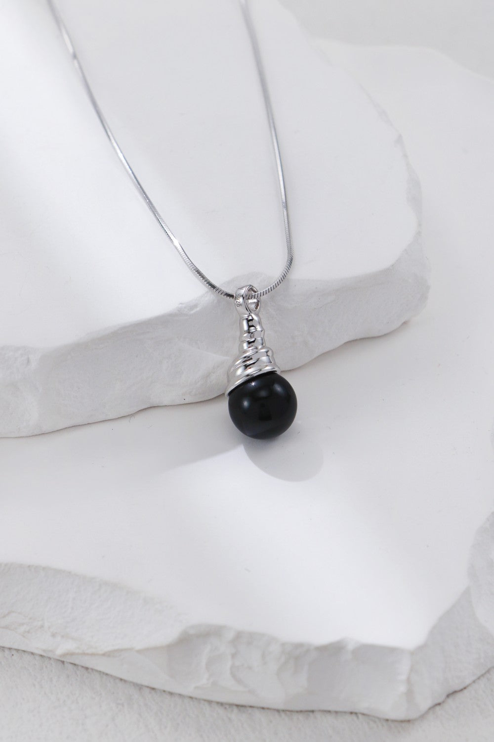 S925 Silver Black Onyx Necklace and Earrings Set