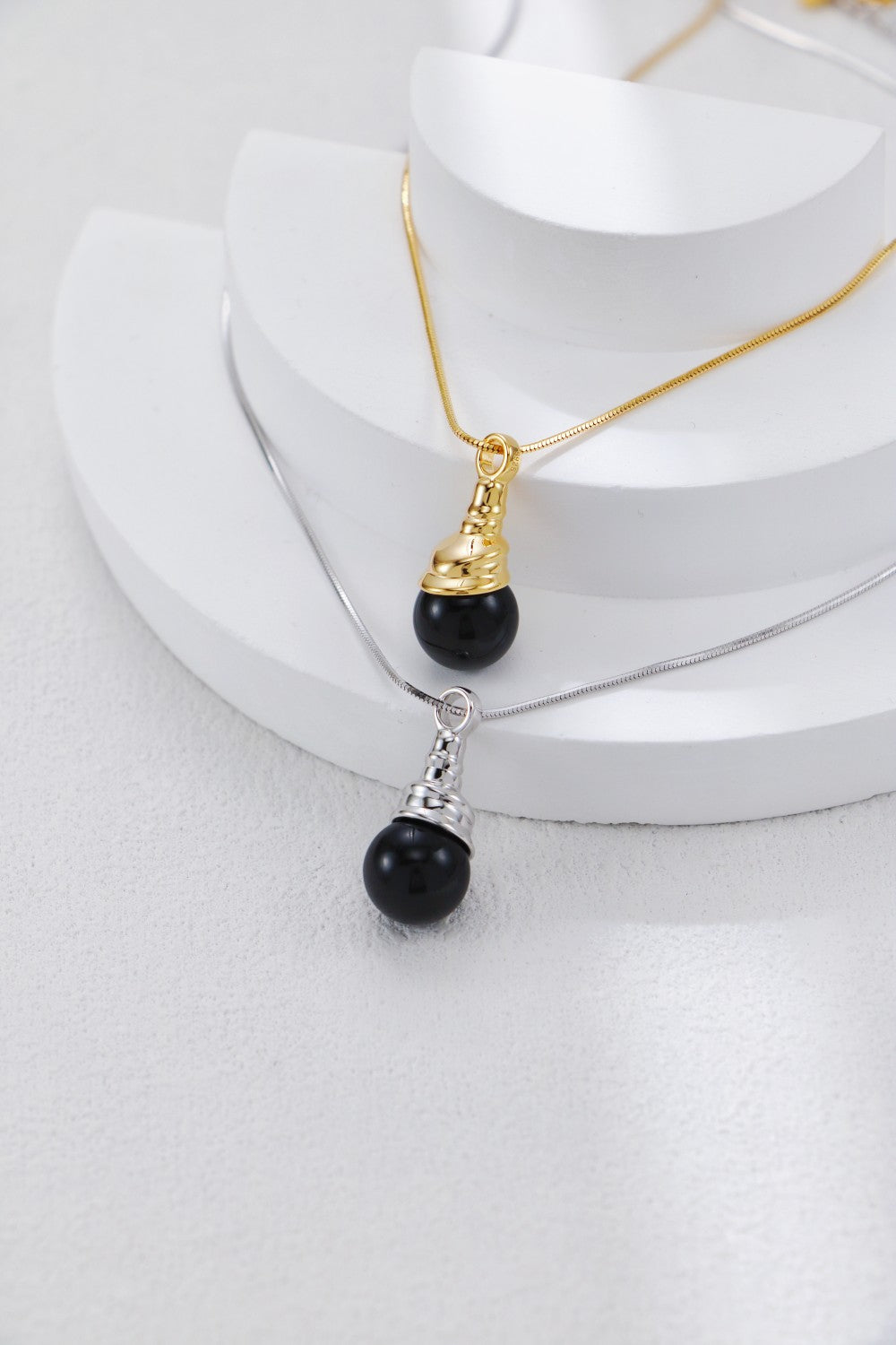 S925 Silver Black Onyx Necklace and Earrings Set