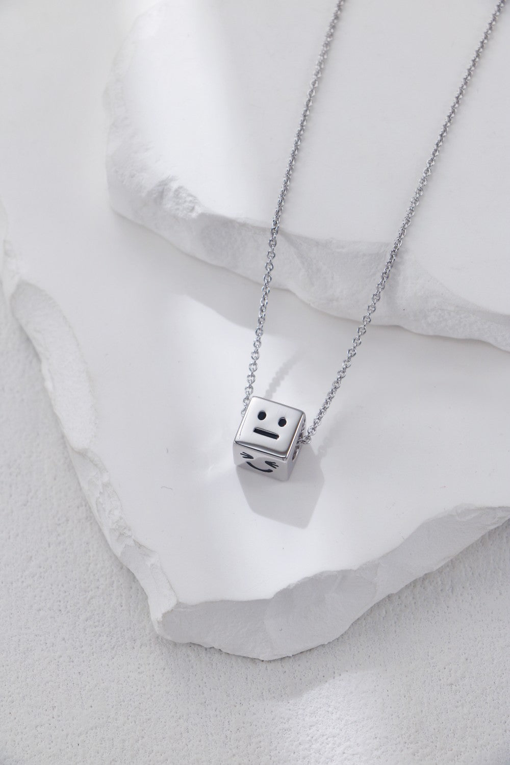 S925 Silver Square Face Pendant Necklace