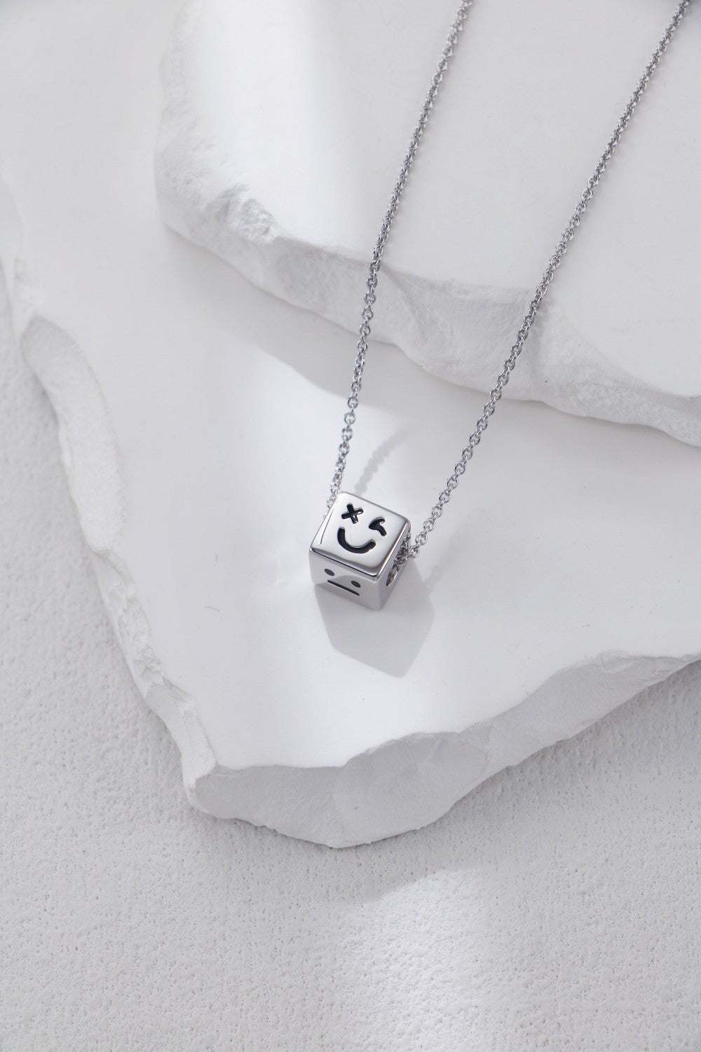 S925 Silver Square Face Pendant Necklace