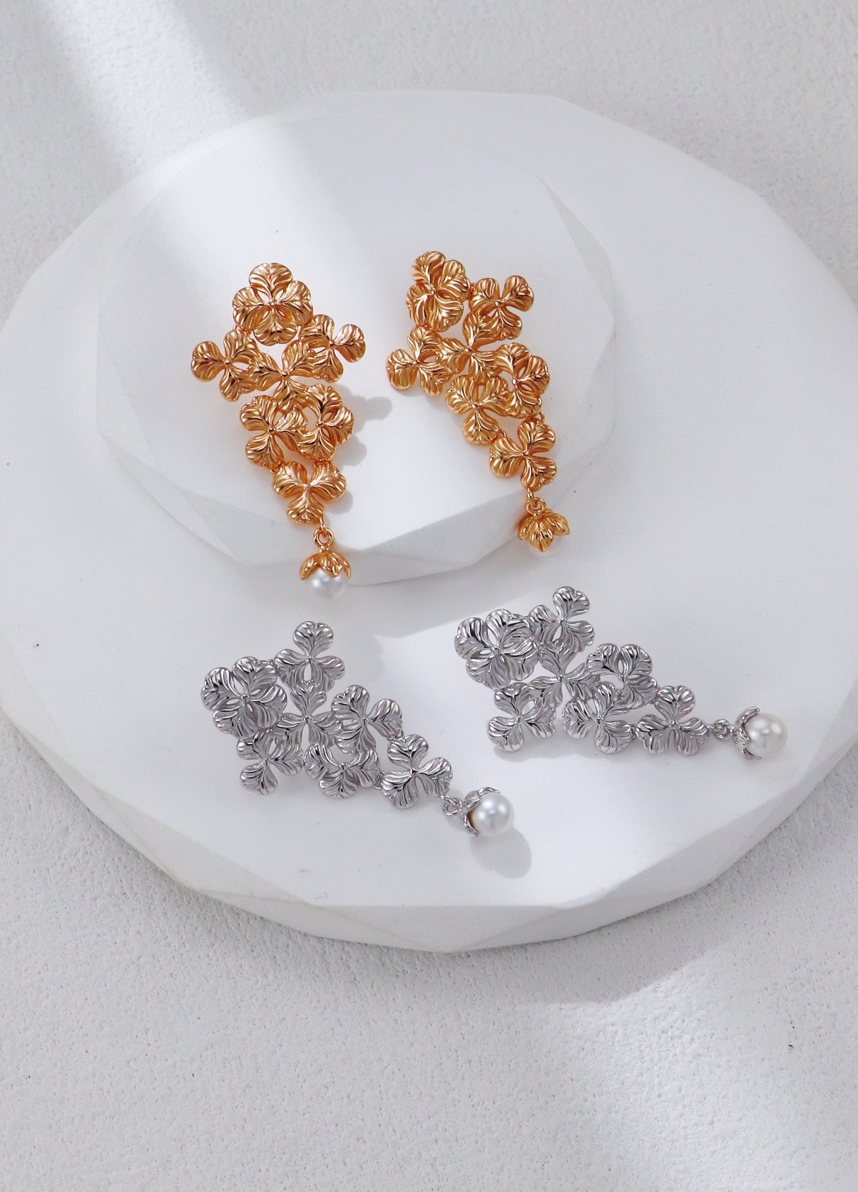 S925 Silver Prosperity Series Pearl Earrings and Necklace Set