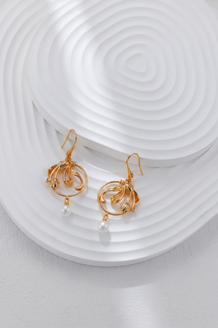 Sterling Silver Tulip Pearl Jewelry Set – view 8