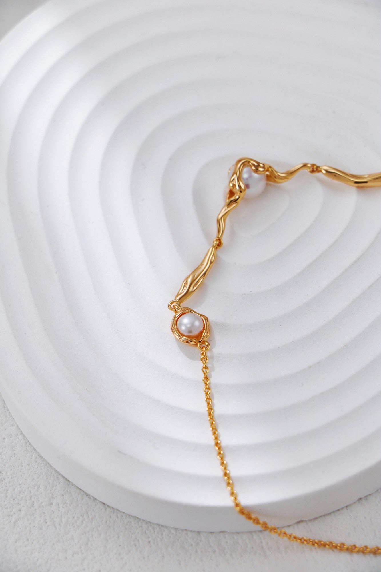 Sculptural Sterling Silver & Luminous Pearl Necklace
